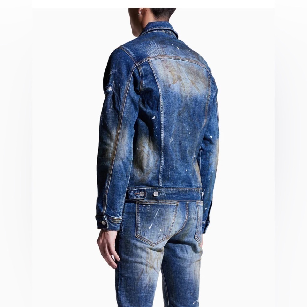 New Embellish Men's Kane Distressed Dirty Denim Jacket - Picture 12 of 14